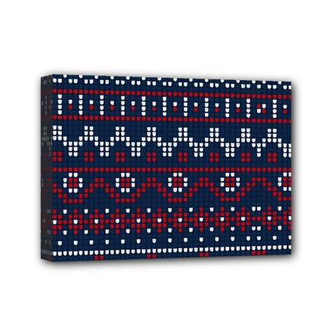 Christmas-concept-with-knitted-pattern Mini Canvas 7  X 5  (stretched) by Amaryn4rt