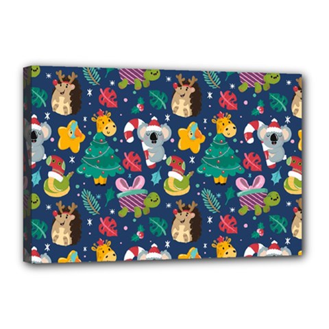 Colorful-funny-christmas-pattern  --- Canvas 18  X 12  (stretched) by Amaryn4rt