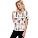 Insects-seamless-pattern Bow Sleeve Button Up Top View2