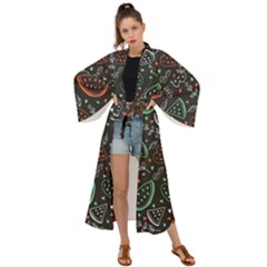 Seamless-vector-pattern-with-watermelons-mint -- Maxi Kimono by Amaryn4rt