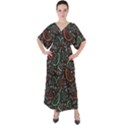 Seamless-vector-pattern-with-watermelons-mint -- V-Neck Boho Style Maxi Dress View1
