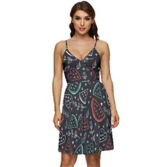 Seamless-vector-pattern-with-watermelons-mint -- V-neck Pocket Summer Dress  by Amaryn4rt