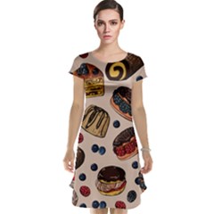 Seamless-pattern-with-sweet-cakes-berries Cap Sleeve Nightdress by Amaryn4rt