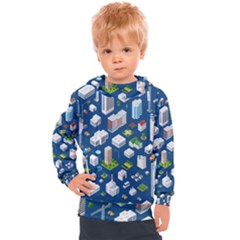 Isometric-seamless-pattern-megapolis Kids  Hooded Pullover by Amaryn4rt