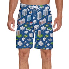Isometric-seamless-pattern-megapolis Men s Beach Shorts by Amaryn4rt
