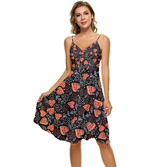 Seamless-vector-pattern-with-watermelons-hearts-mint Sleeveless Tie Front Chiffon Dress by Amaryn4rt