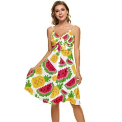 Watermelon-pattern-se-fruit-summer Sleeveless Tie Front Chiffon Dress by Amaryn4rt