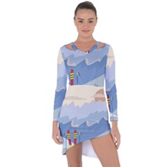 Winter Sports Ski Winter Snow Asymmetric Cut-out Shift Dress by Pakjumat