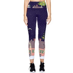 House Tree Man Moon Night Stars Pocket Leggings  by Pakjumat