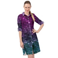 Digital Abstract Party Event Long Sleeve Mini Shirt Dress by Pakjumat