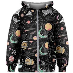 Animals Galaxy Space Kids  Zipper Hoodie Without Drawstring by Pakjumat