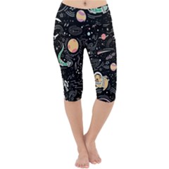 Animals Galaxy Space Lightweight Velour Cropped Yoga Leggings by Pakjumat
