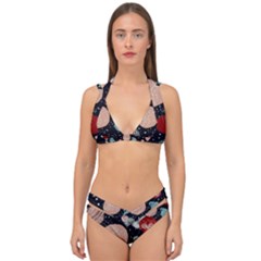 Space Galaxy Pattern Double Strap Halter Bikini Set by Pakjumat