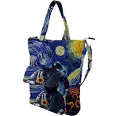 Starry Surreal Psychedelic Astronaut Space Shoulder Tote Bag by Pakjumat