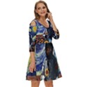 Starry Surreal Psychedelic Astronaut Space Shoulder Cut Out Zip Up Dress View3