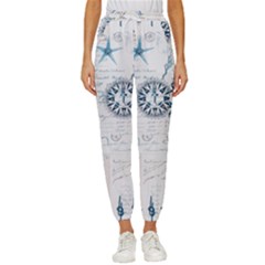 Nautical Lighthouse Vintage Postcard French Writing Women s Cropped Drawstring Pants by Pakjumat