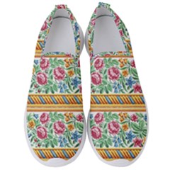Flower Fabric Design Men s Slip On Sneakers by Pakjumat