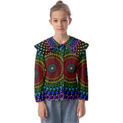 3d Psychedelic Shape Circle Dots Color Kids  Peter Pan Collar Blouse by Modalart