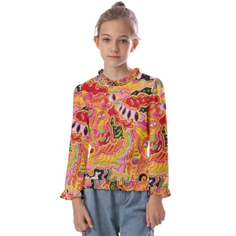 Fantasy Psychedelic Surrealism Trippy Kids  Frill Detail T-shirt by Modalart