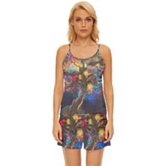 Psychedelic Tree Abstract Psicodelia Satin Pajama Short Set by Modalart
