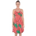 Texture Sweet Strawberry Dessert Food Summer Pattern Ruffle Detail Chiffon Dress View1
