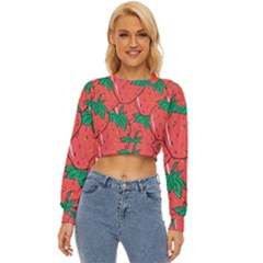 Texture Sweet Strawberry Dessert Food Summer Pattern Lightweight Long Sleeve Sweatshirt by Sarkoni
