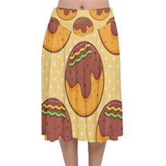 Takoyaki Food Seamless Pattern Velvet Flared Midi Skirt by Sarkoni