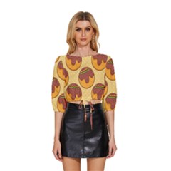 Takoyaki Food Seamless Pattern Mid Sleeve Drawstring Hem Top by Sarkoni
