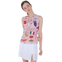 Food Pattern Italia Women s Sleeveless Sports Top by Sarkoni