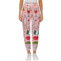 Food Pattern Italia Women s Cropped Drawstring Pants by Sarkoni