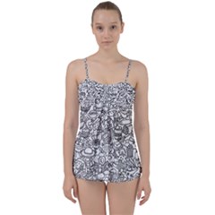 Food Doodle Pattern Babydoll Tankini Set by Sarkoni
