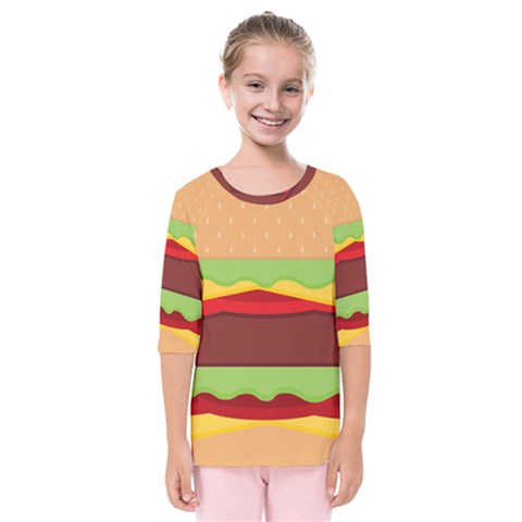 Cake Cute Burger Kids  Quarter Sleeve Raglan T-shirt by Dutashop