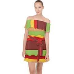Cake Cute Burger Off Shoulder Chiffon Dress by Dutashop
