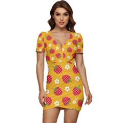 Strawberry Low Cut Cap Sleeve Mini Dress by Dutashop
