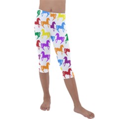 Colorful Horse Background Wallpaper Kids  Lightweight Velour Capri Leggings  by Amaryn4rt