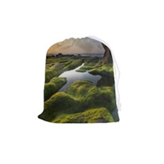 Coast Algae Sea Beach Shore Drawstring Pouch (medium) by Sarkoni