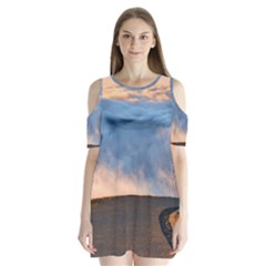 Landscape Sky Clouds Mountain Road Shoulder Cutout Velvet One Piece by Sarkoni