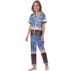 Landscape Sky Clouds Mountain Road Kids  Satin Short Sleeve Pajamas Set by Sarkoni