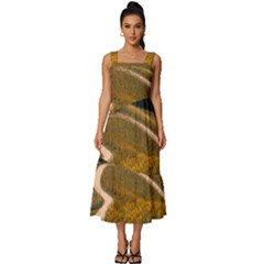 Vineyard Agriculture Farm Autumn Square Neckline Tiered Midi Dress by Sarkoni