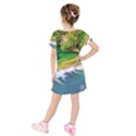 River Waterfall Kids  Short Sleeve Velvet Dress View2