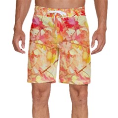 Monotype Art Pattern Leaves Colored Autumn Men s Beach Shorts by Amaryn4rt