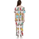 Seamless Pixel Art Pattern Batwing Lightweight Chiffon Jumpsuit View2