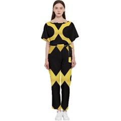 Seamless Gold Pattern Batwing Lightweight Chiffon Jumpsuit by Amaryn4rt