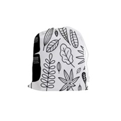 Leaves Plants Doodle Drawing Drawstring Pouch (medium) by Sarkoni
