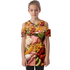 Fruit Snack Diet Bio Food Healthy Fold Over Open Sleeve Top by Sarkoni