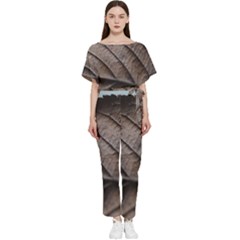 Leaf Veins Nerves Macro Closeup Batwing Lightweight Chiffon Jumpsuit by Amaryn4rt