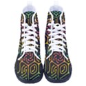 Circuit Hexagonal Geometric Pattern Background Pattern Kid s High-Top Canvas Sneakers View1