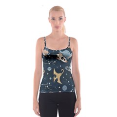 Space Theme Art Pattern Design Wallpaper Spaghetti Strap Top by Proyonanggan