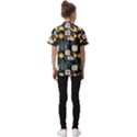 Flower Grey Pattern Floral Kids  Short Sleeve Shirt View2