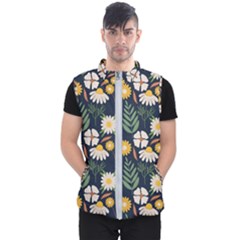 Flower Grey Pattern Floral Men s Puffer Vest by Dutashop